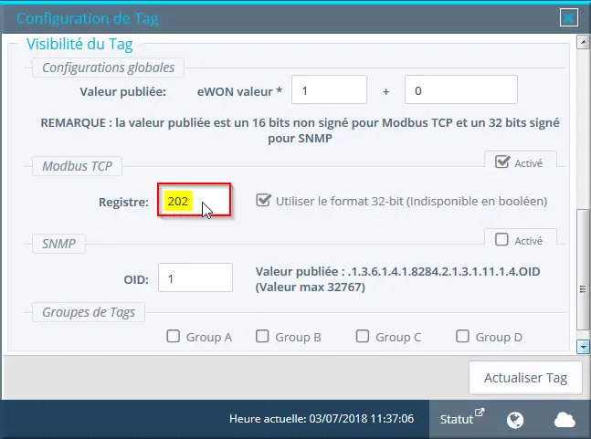 Visibilité du Tag